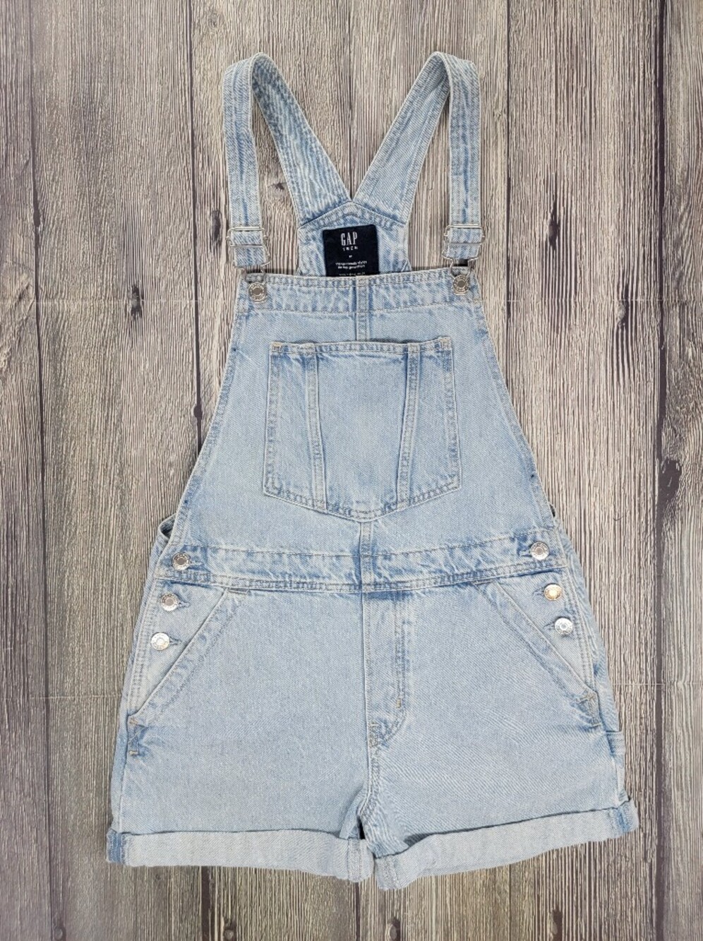 Gap Teen Shortall Overalls In Light Wash